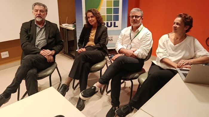 O presidente do Ippul, Cláudio Bravim; a especialista-líder de transportes do BID-Brasil, Ana Beatriz Monteiro; o diretor de trânsito do Ippul, Alexander Hulsmeyer; e a consultora do BID para Londrina, Suzana Leite Nogueira