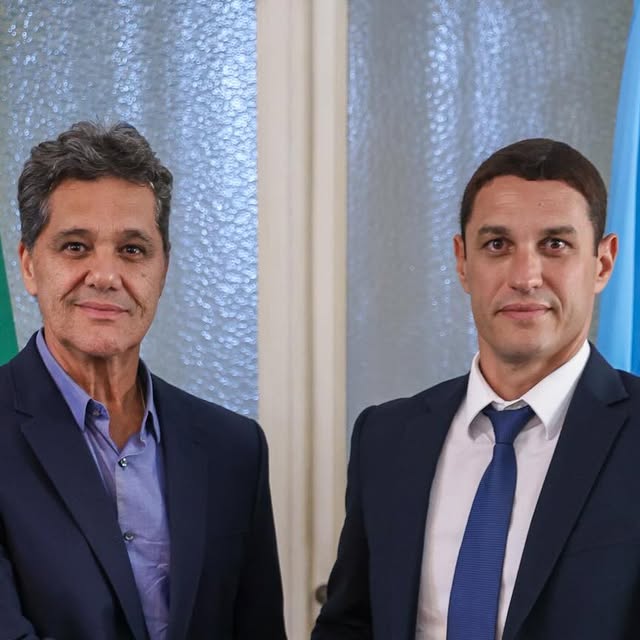 O governador do Espírito Santo, Ricardo Ferraço, e o novo delegado-geral da Polícia Civil, Jordano Bruno Gasperazzo
