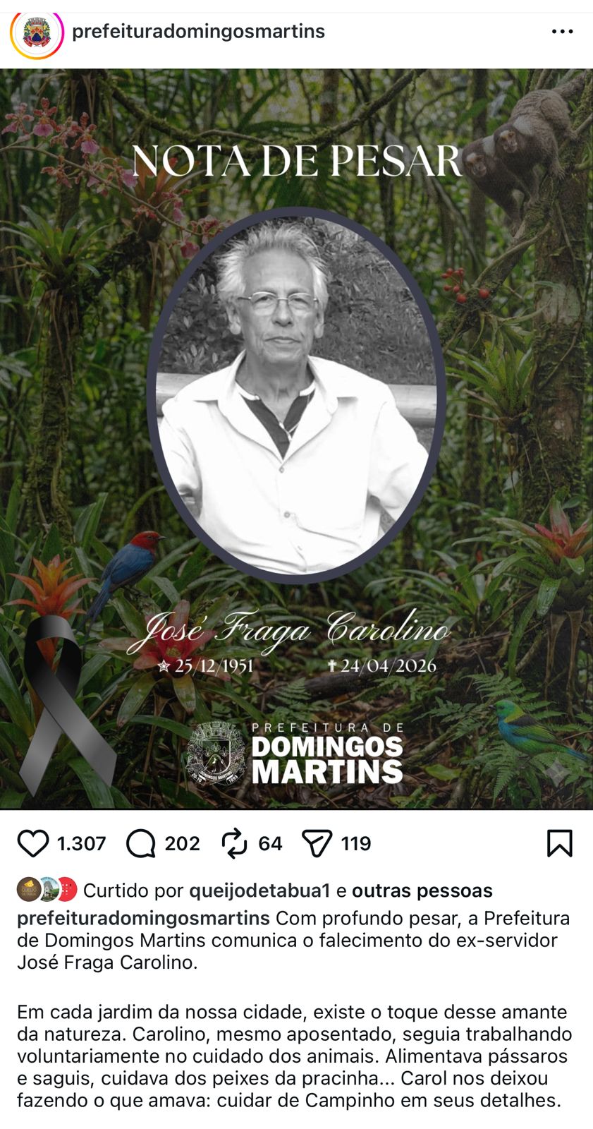 A homenagem da Prefeitura de Domingos Martins ao seu servidor aposentado