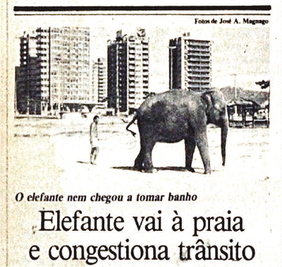 Recorte da edição de A Gazeta mostrando a aparição de Ramy em Camburi