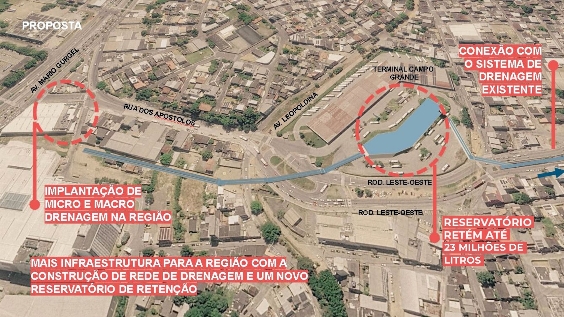 Projeção de obra de macrodrenagem na região de Campo Grande, em Cariacica