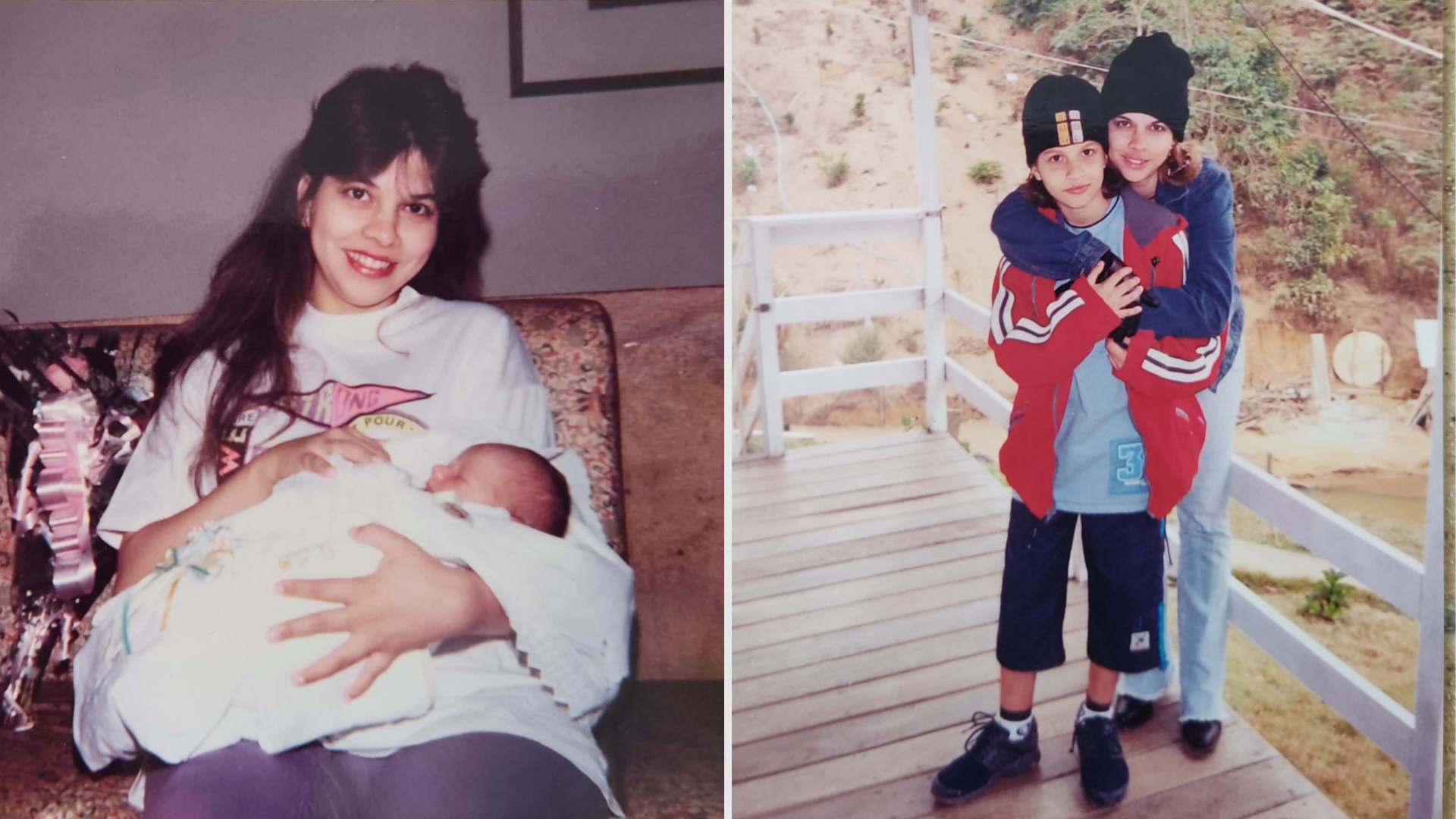 Herica Godoy e seu filho, Chay Suede, ainda na infância