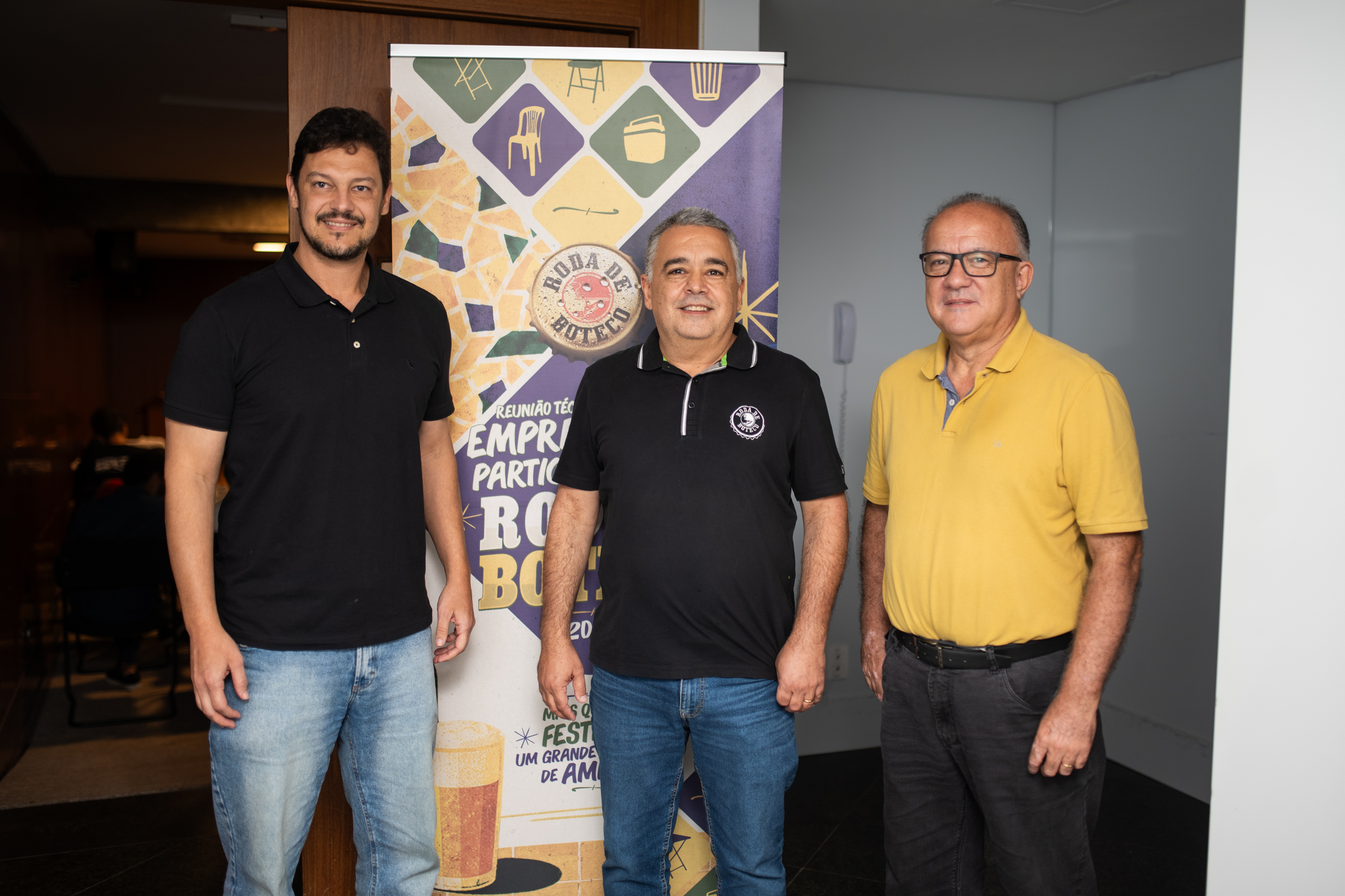 Rodrigo Vervloet, presidente do Sindbares/Abrasel-ES, Raimundo Nonato, idealizador do Roda de Boteco e Paulo Renato Fonseca Júnior, presidente ES Convention & Visitors Bureau