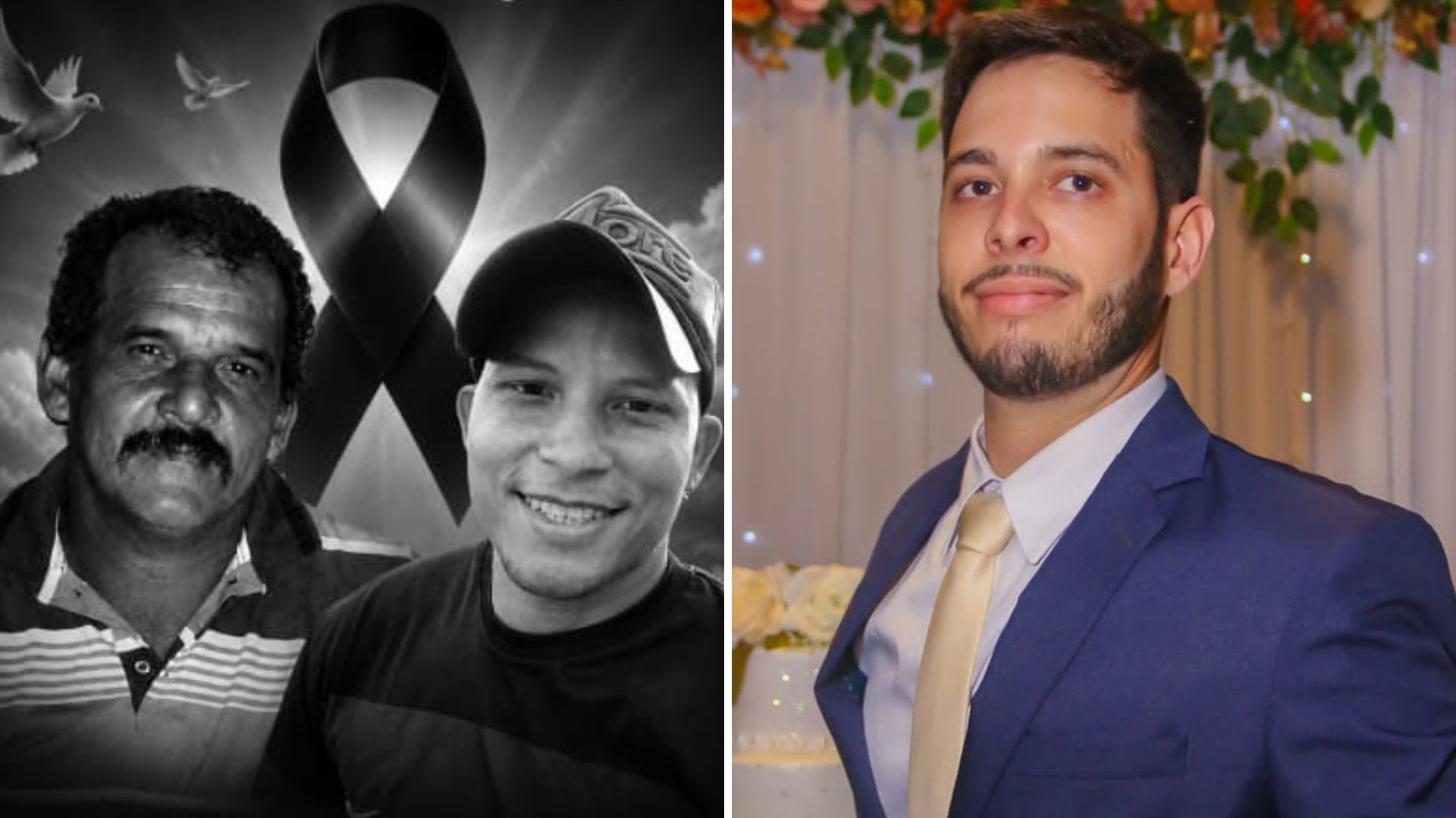 Hélio e o filho dele Gean de Castro Souza, além do genro Ruan Carlos da Silva Ribeiro