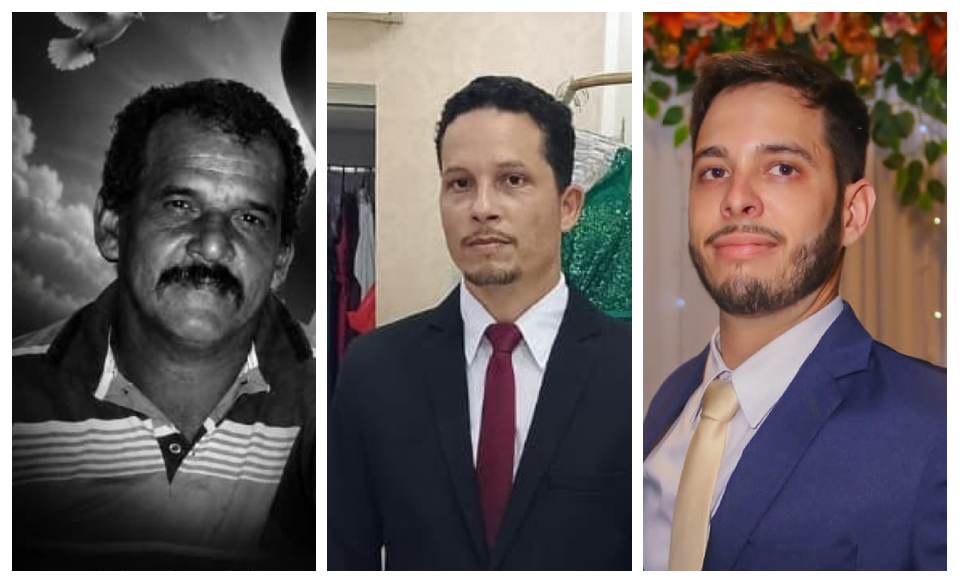 Hélio da Silva Souza, de 58 anos, seu filho Gean de Castro Souza, 39 anos, e seu genro, Ruan Carlos da Silva Ribeiro. Vítimas da chacina em Flexal II, Cariacica