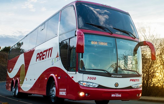 Ônibus da Viação Pretti, empresa capixaba fundada em 1965