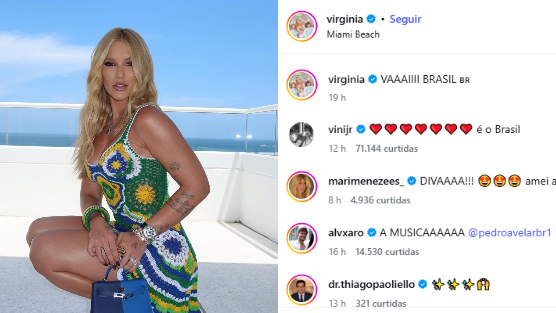 Comentário de Vini Jr. em foto de Virginia Fonseca movimenta rumores de volta do casal