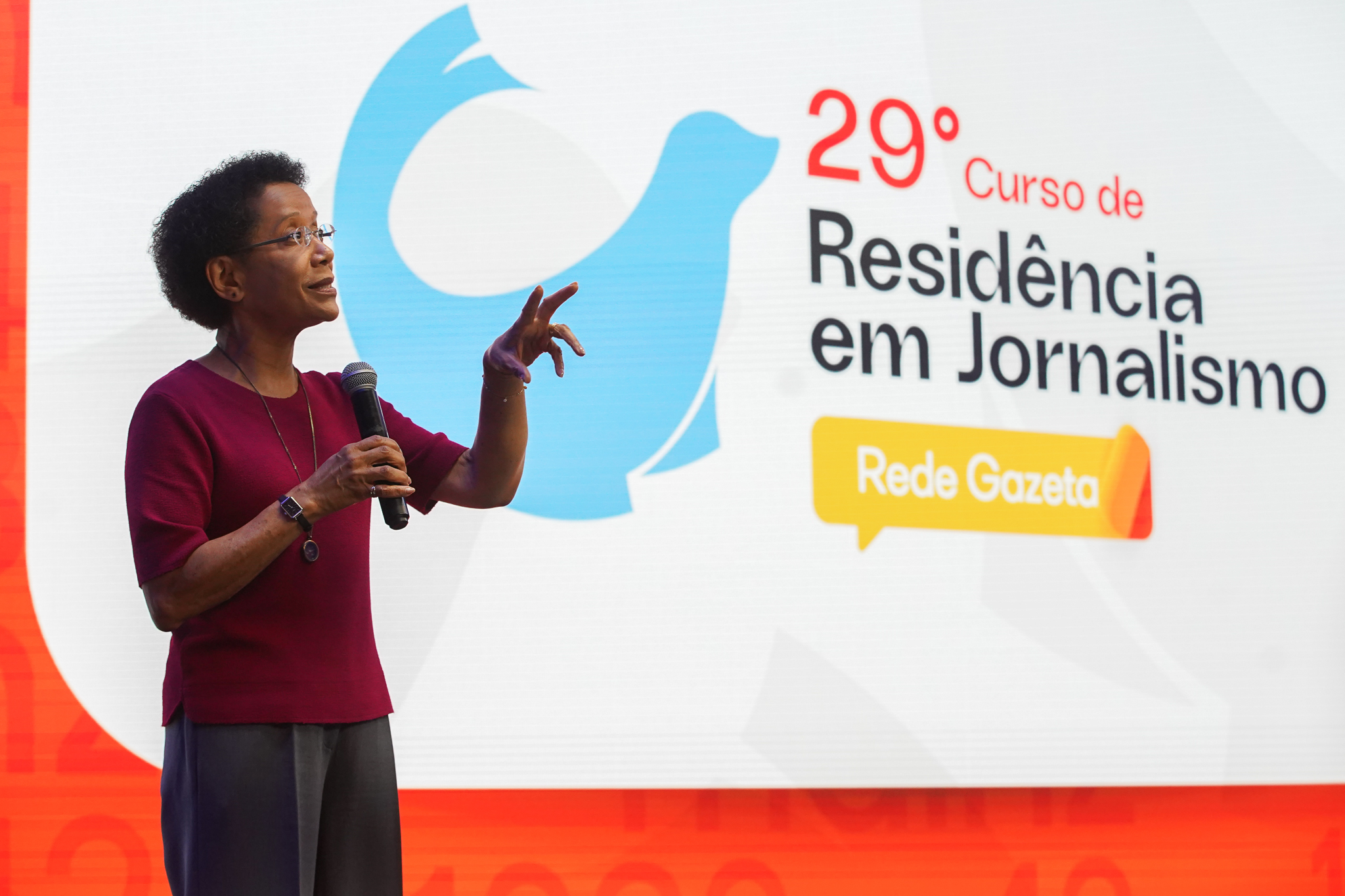 Zileide Silva na abertura da 29ª edição do Curso de Residência em Jornalismo da Rede Gazeta