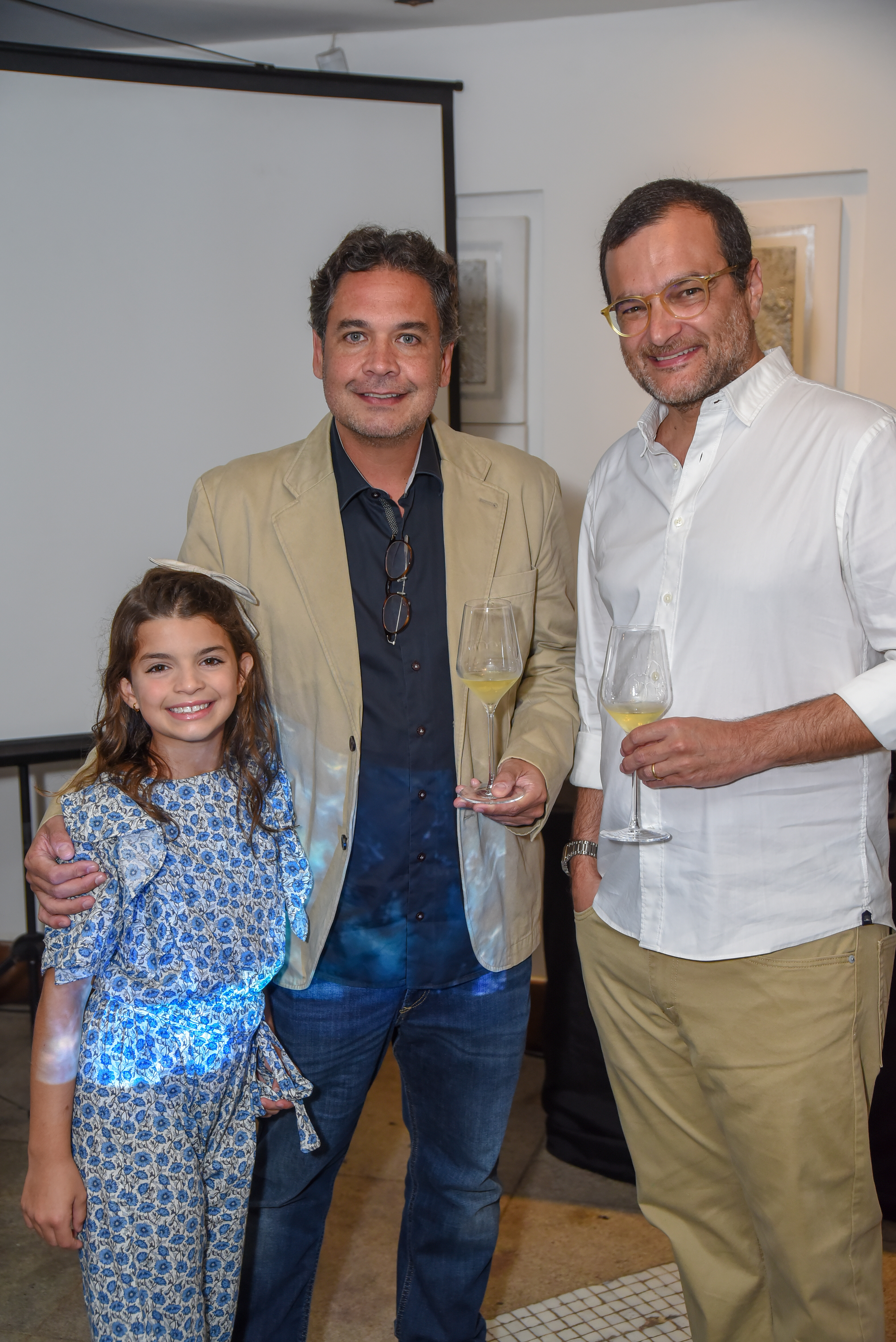 Bruno Reis com sua filha Leonor e Diogo Lopes
