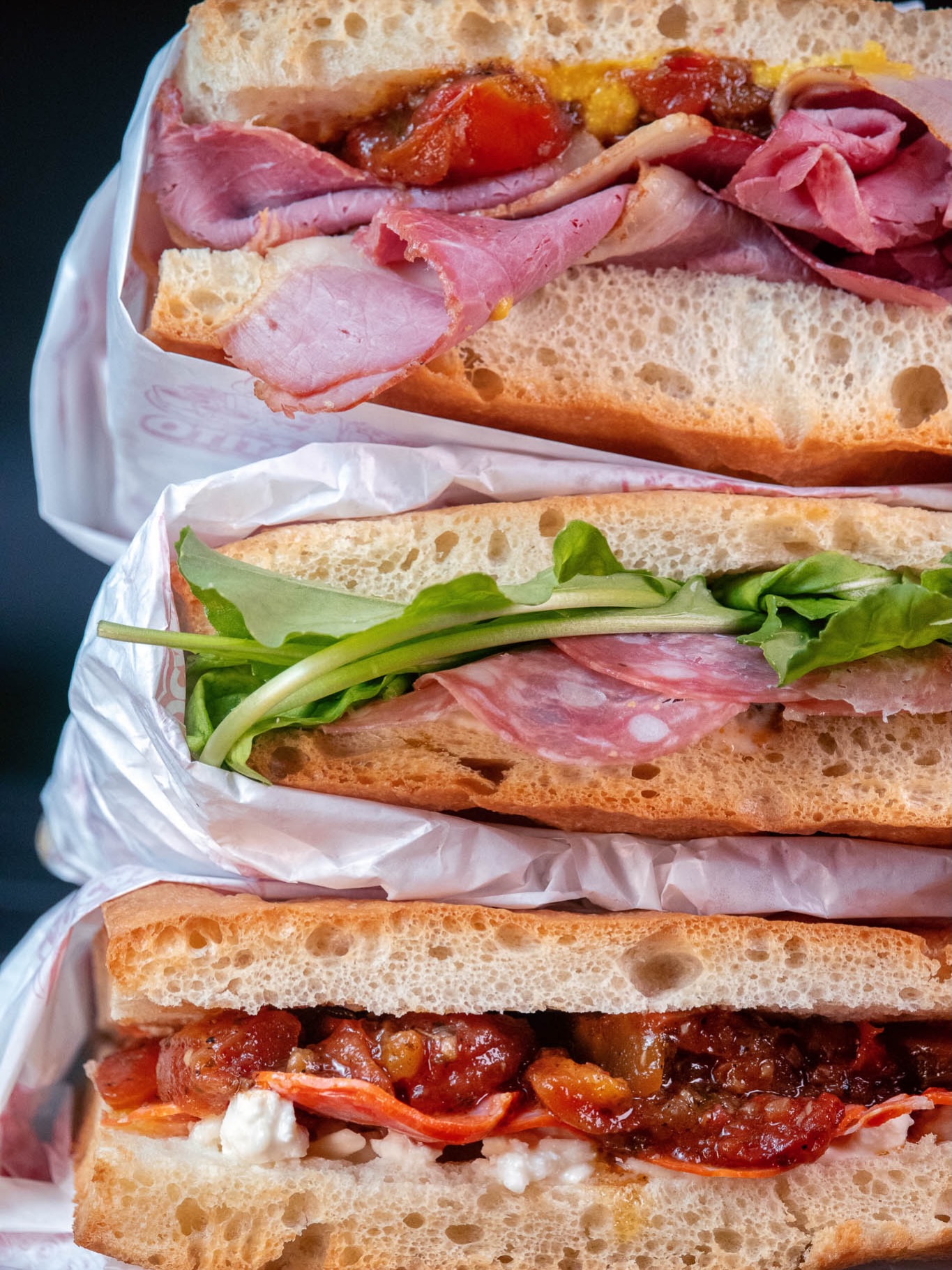 Sanduíches de focaccia da lanchonete Focatito, em Vitória