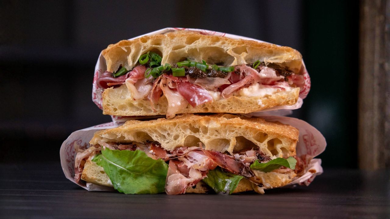 Sanduíche de focaccia da lanchonete Focatito, em Jardim da Penha