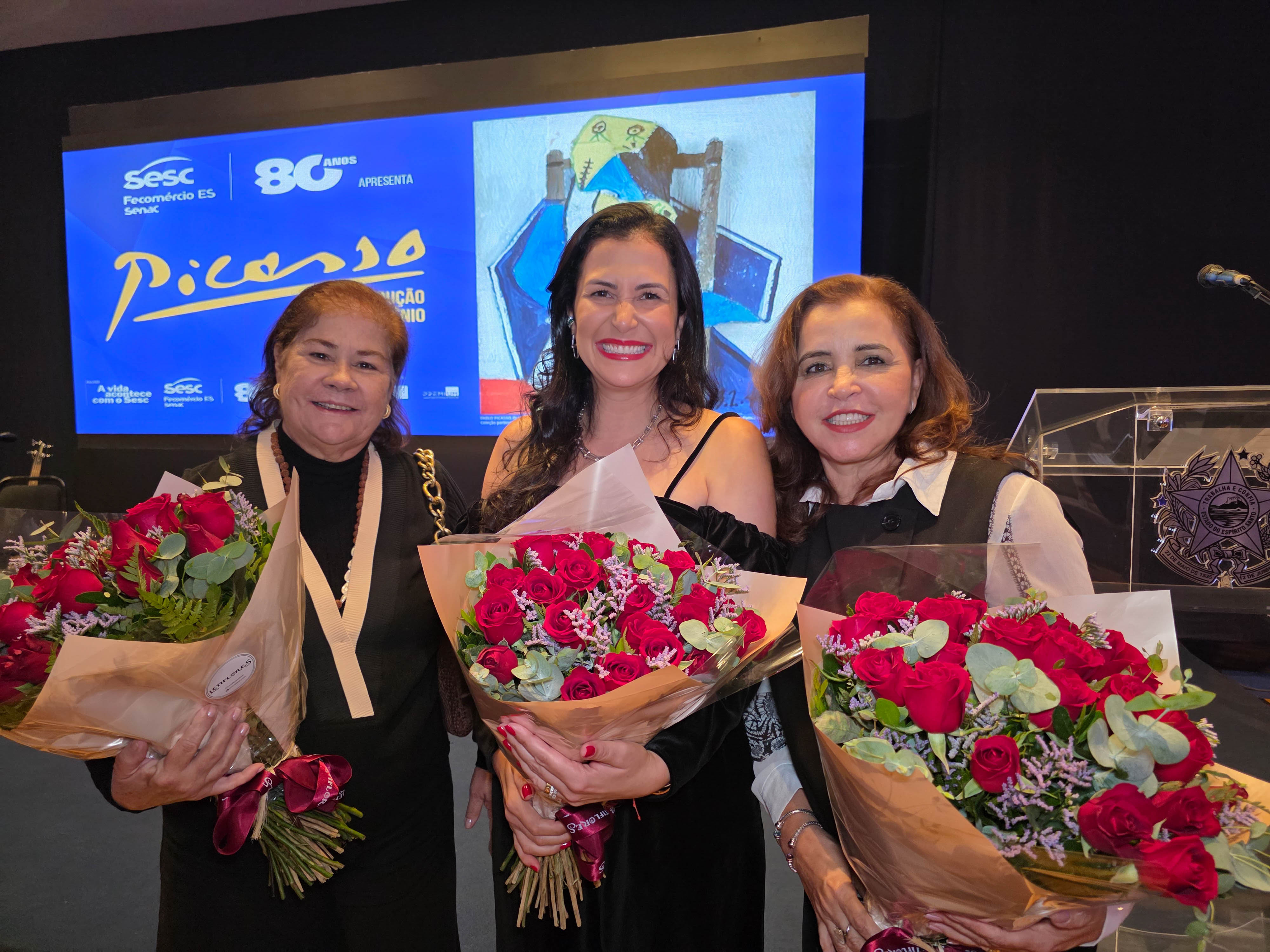 Virginia Casagrande, a primeira-dama Vivian Coser e Aurea Ligia Bernardi