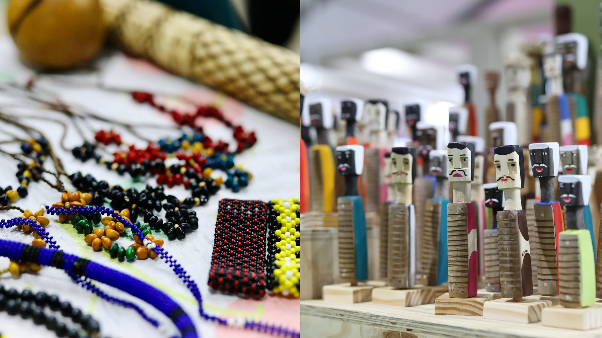 Produtos expostos vão desde bronecos, miçangas e porcelana