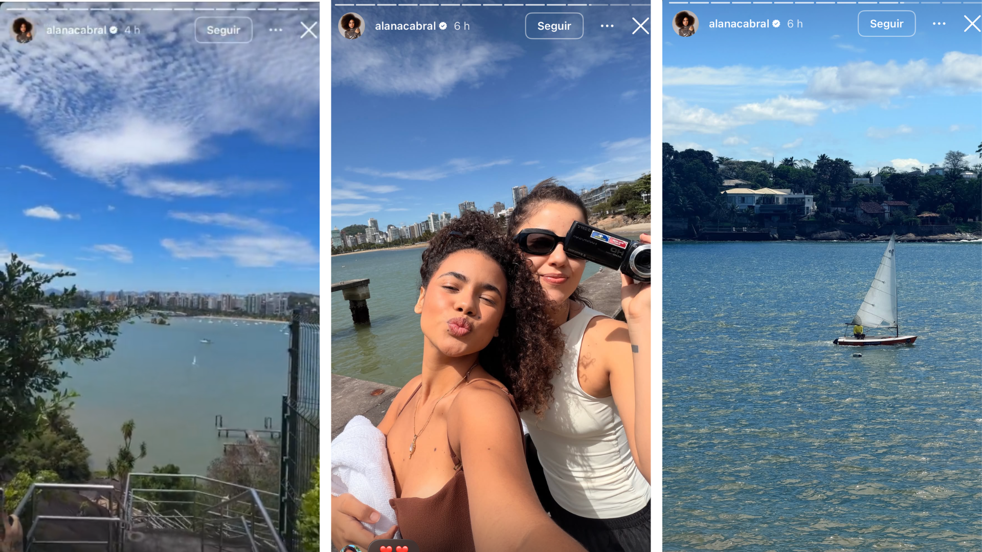 As atrizes de "Três Graças" aproveitaram das praias e da bela vista na Ilha do Boi