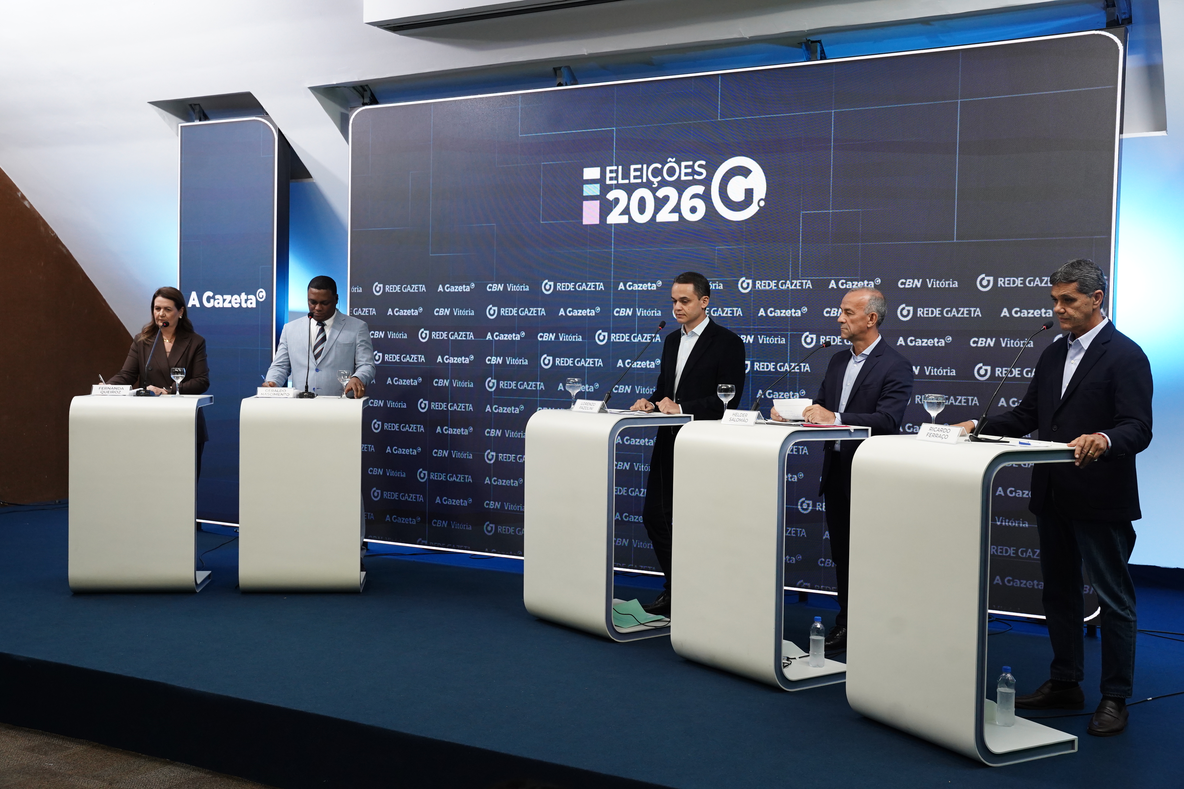 Debate CBN e A Gazeta com os candidatos ao governo do ES, Lorenzo Pazolini, Helder Salomão e Ricardo Ferraço