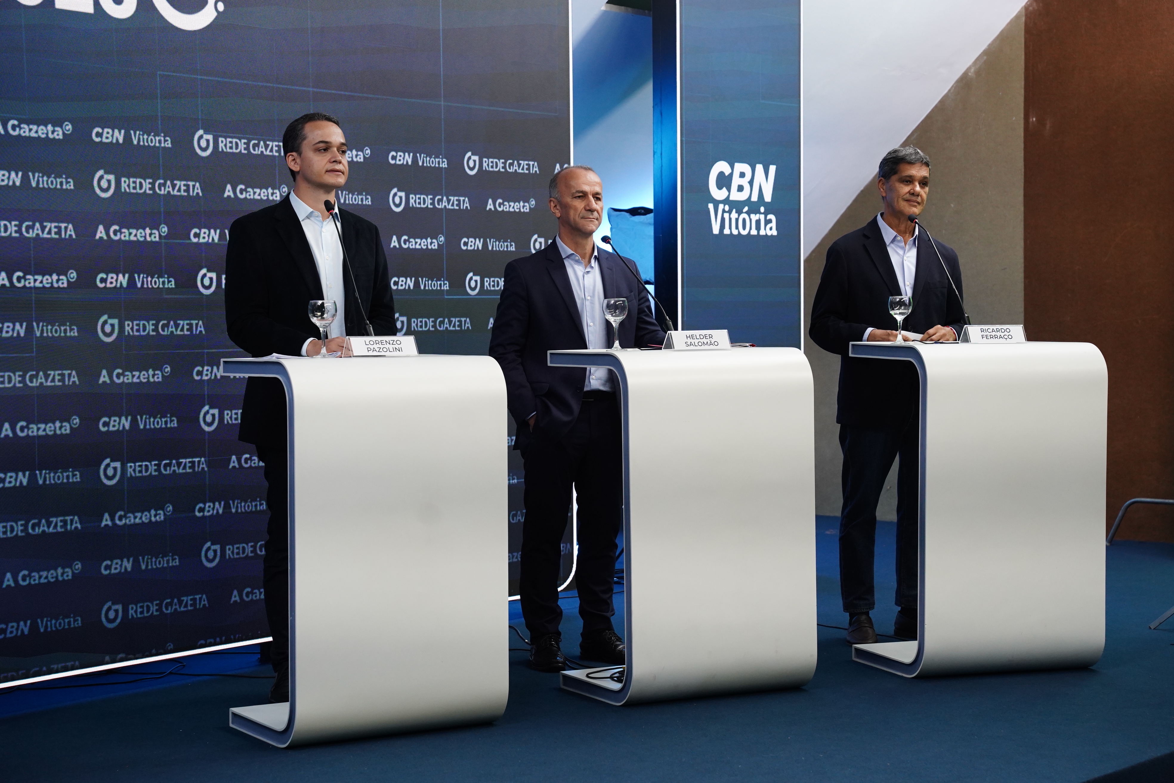Debate CBN e A Gazeta com os candidatos ao governo do ES, Lorenzo Pazolini, Helder Salomão e Ricardo Ferraço