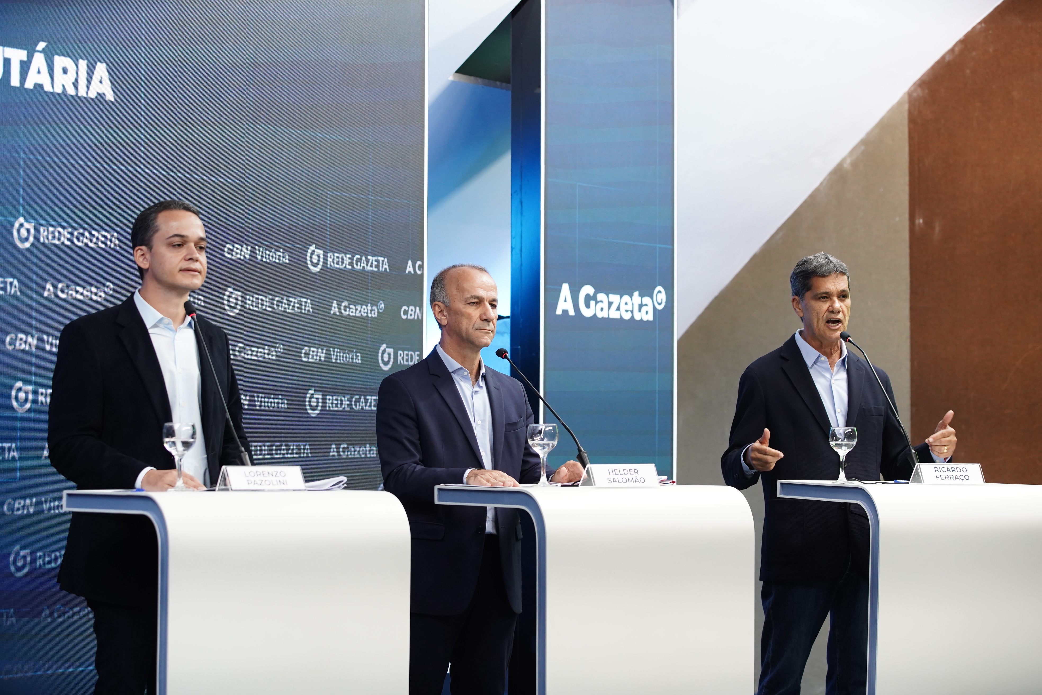 Debate CBN e A Gazeta com os candidatos ao governo do ES, Lorenzo Pazolini, Helder Salomão e Ricardo Ferraço