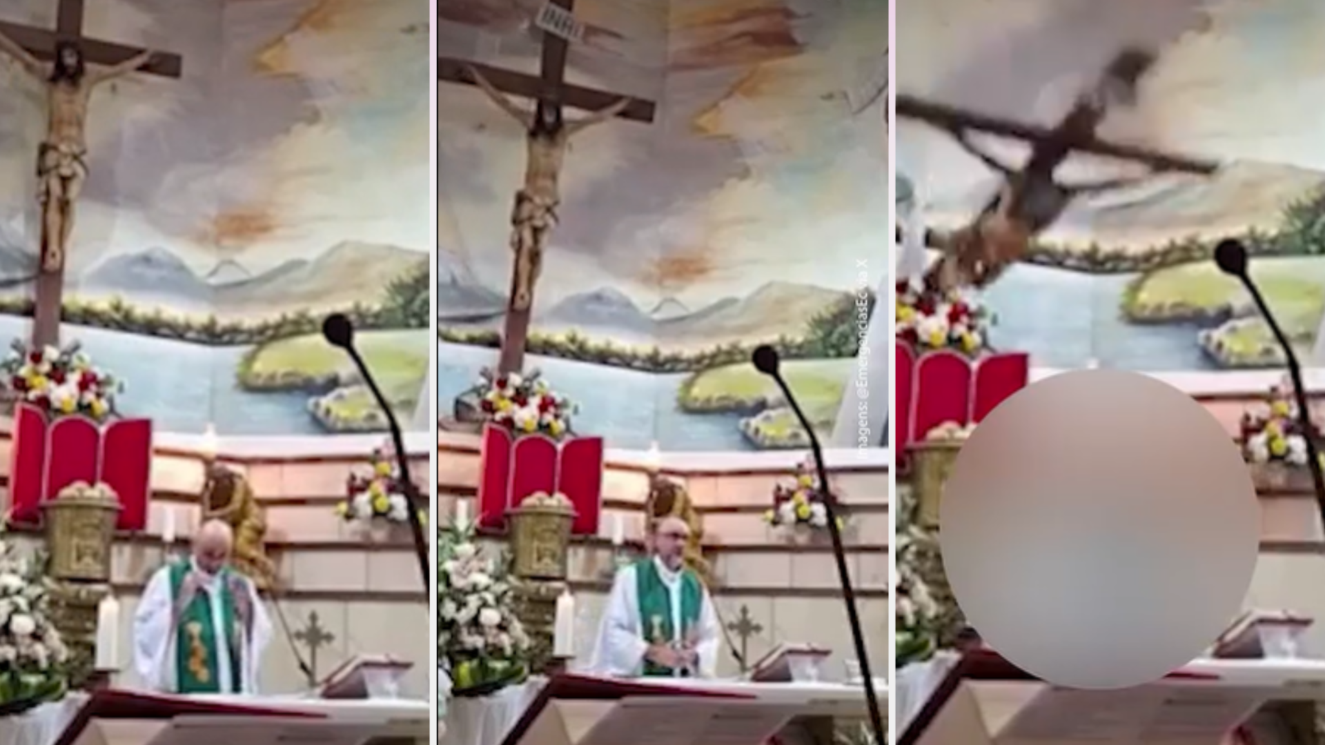 Padre morreu depois de ser atingido por uma cruz de madeira enquanto celebrava uma missa, em Guaiaquil, no Equador
