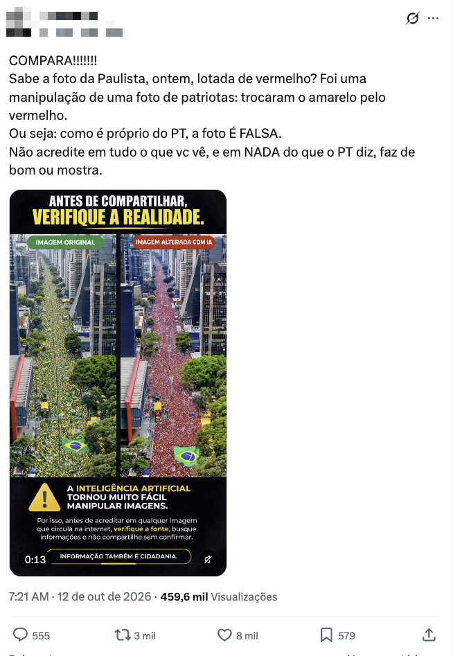 Captura de tela do terceiro post verificado pelo Comprova