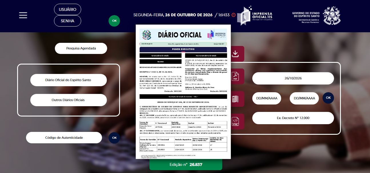 Diário Oficial do Espírito Santo