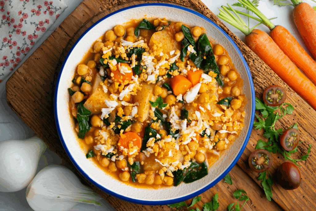 Ensopado de grão-de-bico com espinafre (Imagem: Lecker Studio | Shutterstock)
