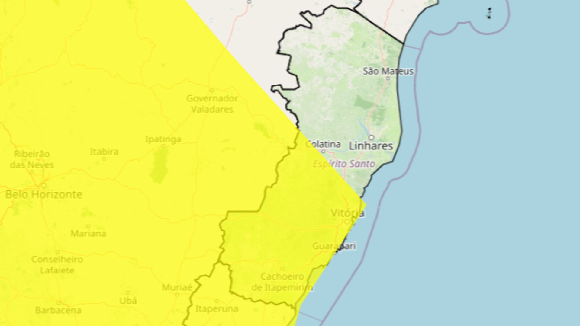 52 cidades capixabas estão sob alerta amarelo para tempestades nesta segunda