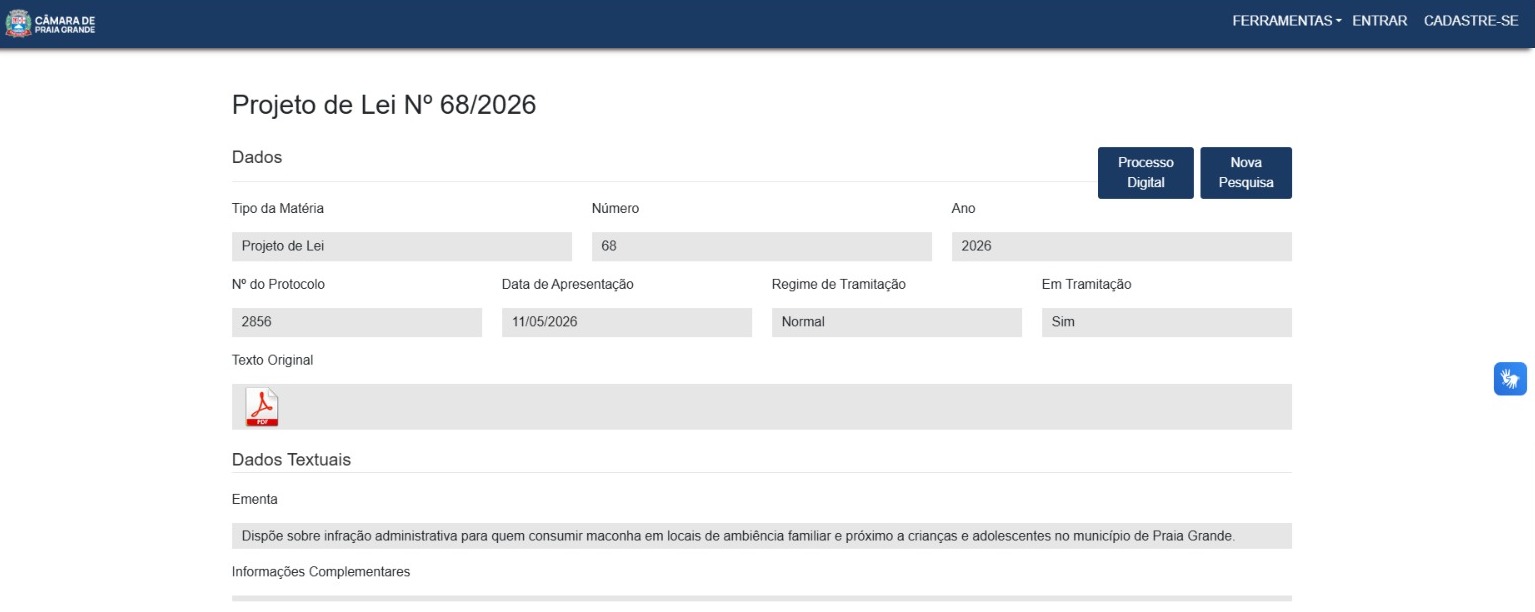 Mesmo com parecer desfavorável, iniciativa segue tramitando na Câmara de Praia Grande, segundo portal do Legislativo