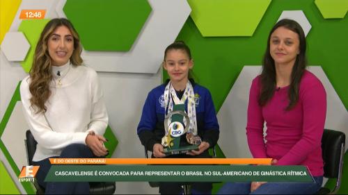 A apresentadora Taísa Kisiel entrevistou a ginasta Andressa de Menezes Martins, convocada para a Seleção Brasileira de GR
