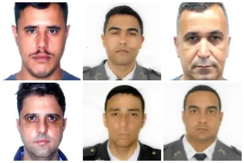 Cabo Hilario Antonio Nunes Loureiro Juniro; soldado Filipe Gonçalves Vieira; sargento Valfrir do Carmo Carreiro; soldado Eduardo Ferro Coradini; soldado Edson Luiz da Silva Verona; e aluno soldado Lucas Nogueira Oliveira