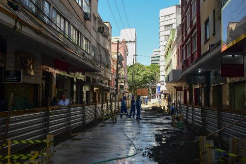 Obras de revitalização da Rua Sete, no Centro de Vitória
