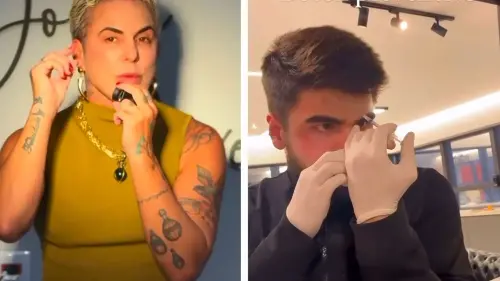 Mariana Barros Laranja Roeder e o sobrinho Nathan Laranja Roeder