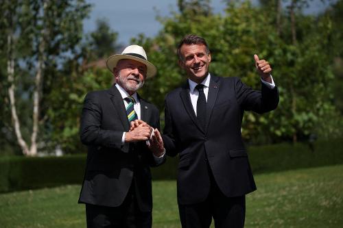 French President Emmanuel Macron and Brazilian President Luiz Inacio Lula da Silva