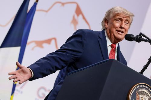 U.S. President Donald Trump holds a press conference during the G7 Summit in Evian-les-Bains, France, June 17, 2026.