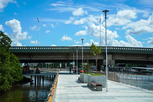 Sinalização para pedestres e ciclistas na nova Orla do Canal de Camburi