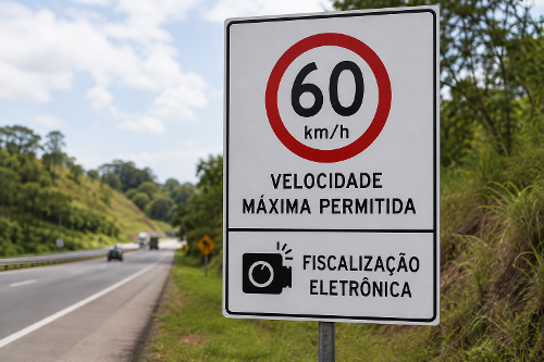 Placa de limite de velocidade de 60 km/h