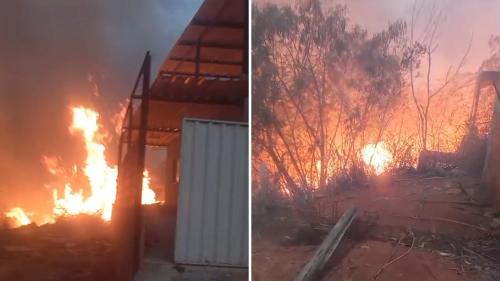 Incêndio aconteceu na tarde deste domingo (9), no bairro Campo Leopoldina