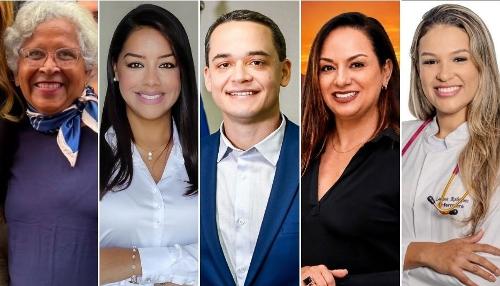No sentido da leitura: Hélida Loreto, Adriana Boas, Lorenzo Pazolini, Penélope Feu Rosaa e Enfermeira Laryssa