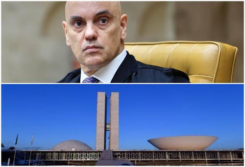 Acima, Alexandre de Moraes; abaixo, a fachada do Congresso Nacional