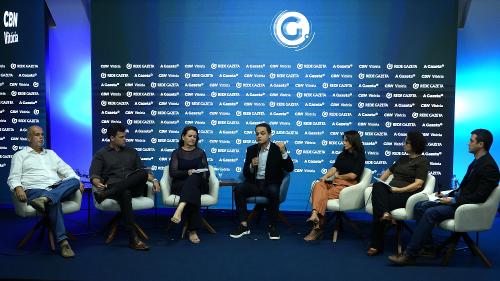 O ex-prefeito Lorenzo Pazolini participando da sabatina realizada por A Gazeta e CBN