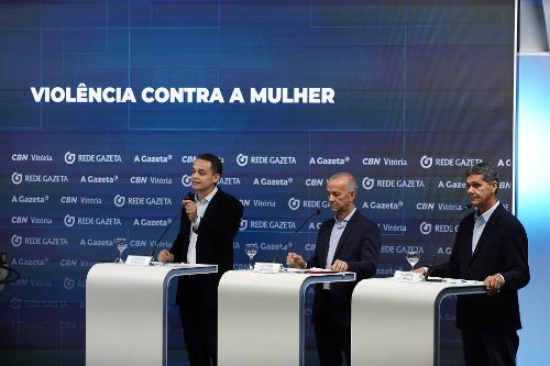 Debate CBN e A Gazeta com os candidatos ao governo do ES, Lorenzo Pazolini, Helder Salomão e Ricardo Ferraço
