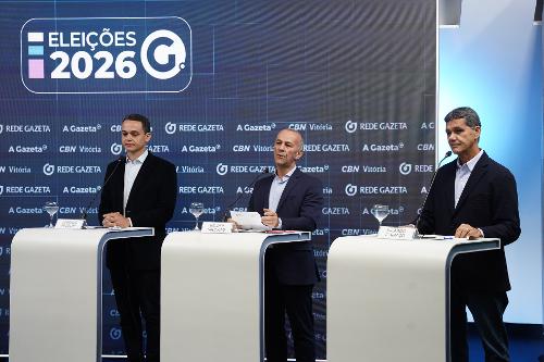 Debate CBN e A Gazeta com os candidatos ao governo do ES, Lorenzo Pazolini, Helder Salomão e Ricardo Ferraço