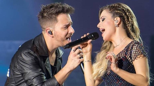 Sandy e Junior em show da turnê Nossa História, no Allianz Parque, em SP